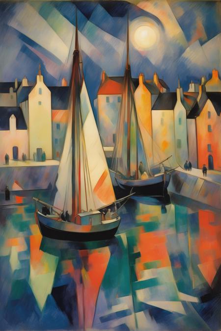 00545-1641229523-_lora_Lyonel Feininger Style_1_Lyonel Feininger Style - 101941. A painting by Jacques Villon. A painting of Lerwick Harbour at n.png